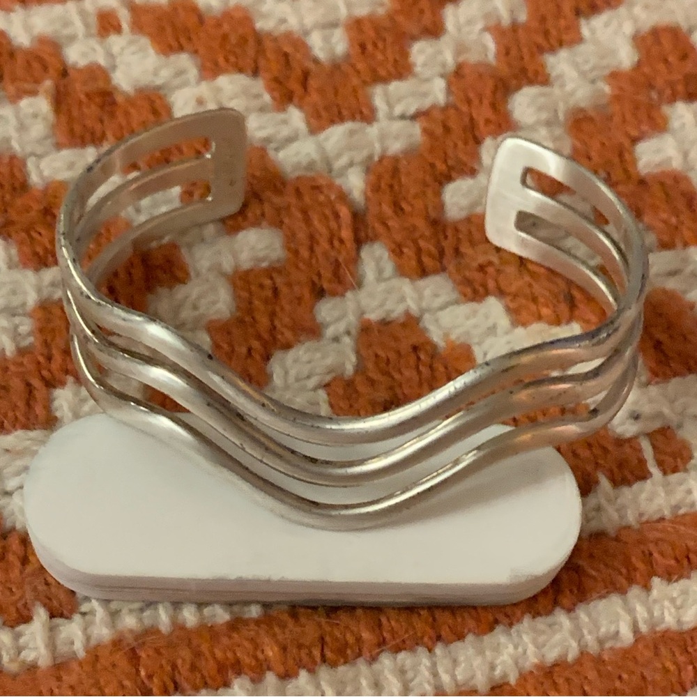Vintage Unisex Triple Row Design Stamped 925 Cuff Bracelet 23.61 grams